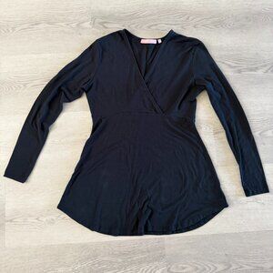 Black - Regna X Crossover V Neck Long Sleeve - Fall Fashion